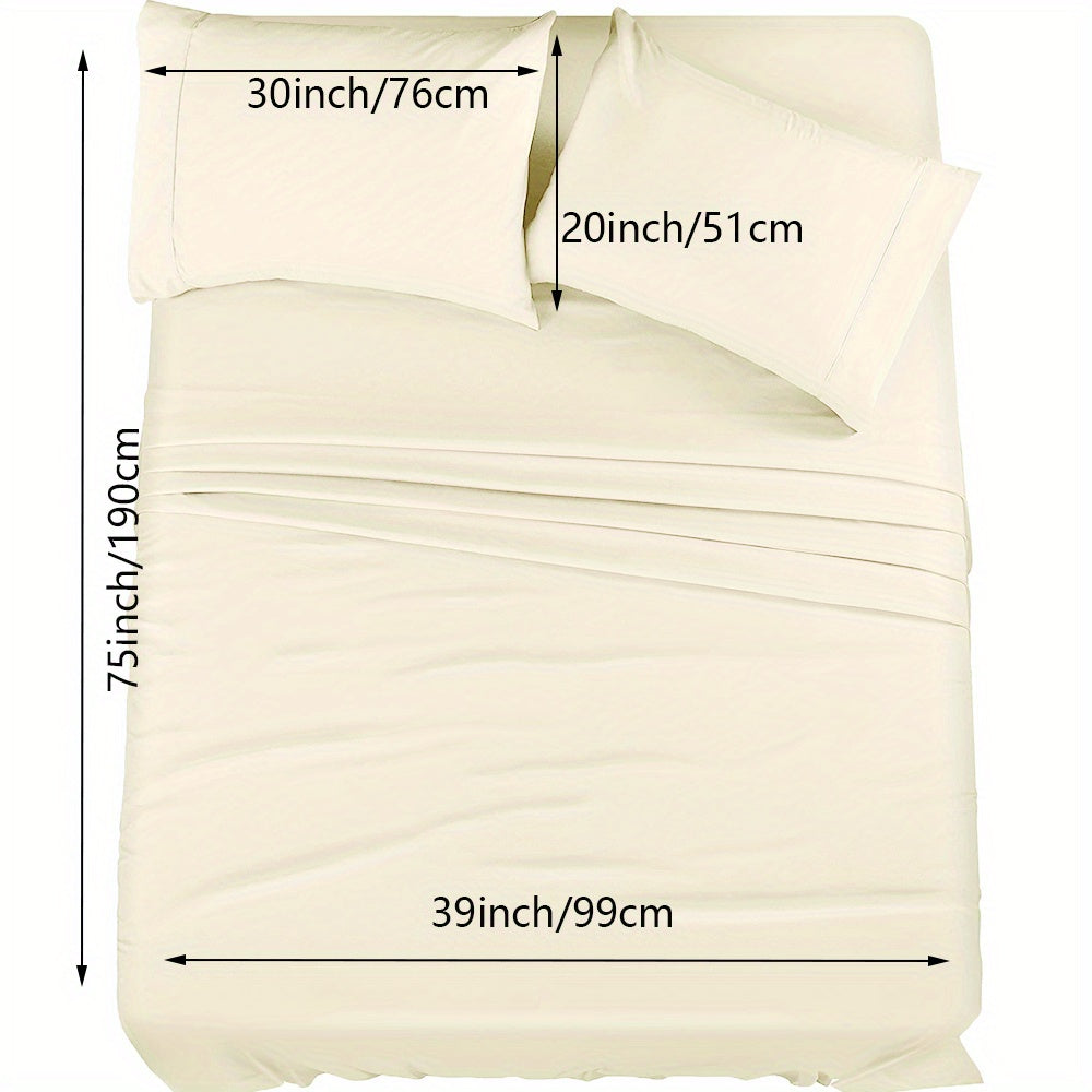 4/6pcs Luxury Cool Fitted Sheet Set, Wrinkle, Fade, Mattress Cover with Deep Pocket, Soft Comfortable Breathable Bedding Set, for Bedroom Hotel (1*Flat Sheet + 1* Fitted Sheet + 2/4*Pillowcases, Without Core)