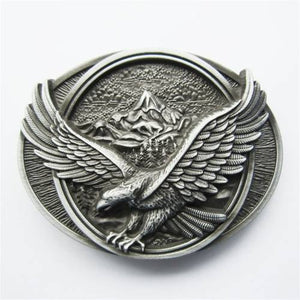 Western Zinc alloy Leather Belt Buckle Eagle In Flighting Oval Shape Pattern US Local Shipping