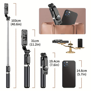 Selfie Stick Tripod With Wireless Remote Control, All In One Expandable Portable IPhone Tripod Selfie Stick, Compatible With IPhone 13 12 11