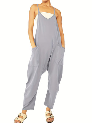 Chic Breezy Cami Jumpsuit - Solid Color, Versatile & Comfortable - Perfect for Spring & Summer Days, Women’s Fashion