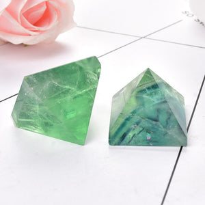 Natural Crystal Pyramid Quartz Green Fluorite Energy Stone Chakra Reiki Obelisk Meditation Crystal Point Home Decoration Crafts