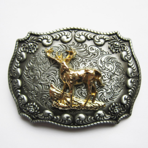 Western Men Zinc alloy Leather Belt Buckle Deer Rodeo Cowboy Shape Pattern US Local Shipping