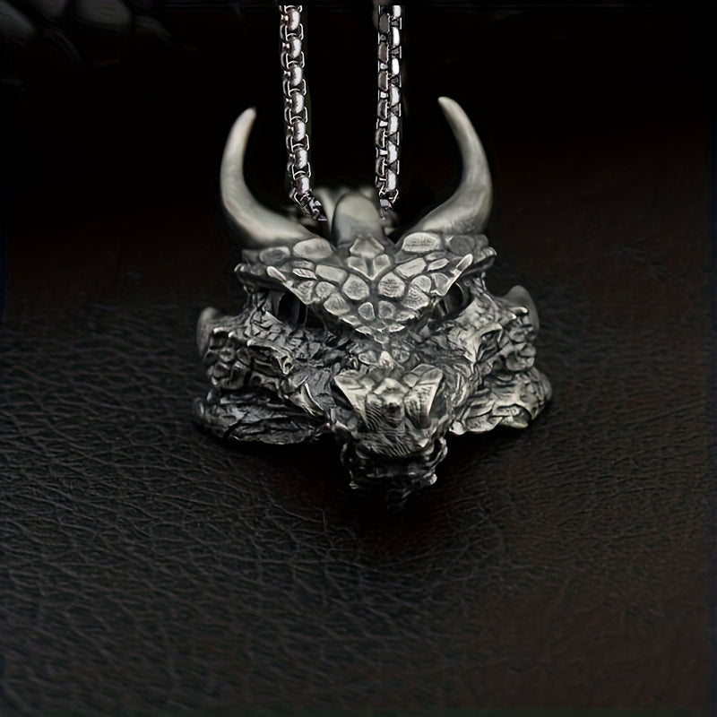 Men Fashion Vintage Dragon Head Pendant Necklace Hip Hop Rock Guard Party Amulet Jewelry Gift