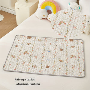 1pc Thick Care Pad - Dual-Sided Leak Bed Protector with Floral Design, Reusable Incontinence & Period Pad for Bed, Couch, Nursery - Absorbs Spills, Urine, Menstrual Flow, Bed Protection Pad | Decorative Bed Mat | Durable Material, Mattress Protector