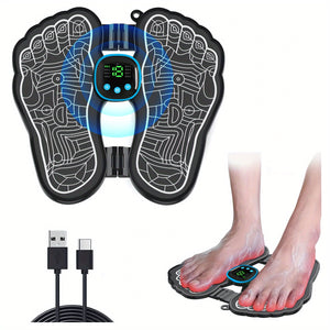 EMS Foot Massager, TENS Massager, Used to Foot, Foldable And Portable, with 8 Modes And 19 Intensities