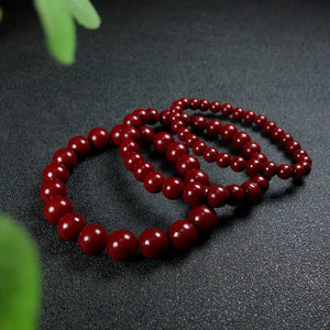 1pc Natural Raw Mineral Cinnabar Bracelet Simple Bracelet Beaded Bracelet