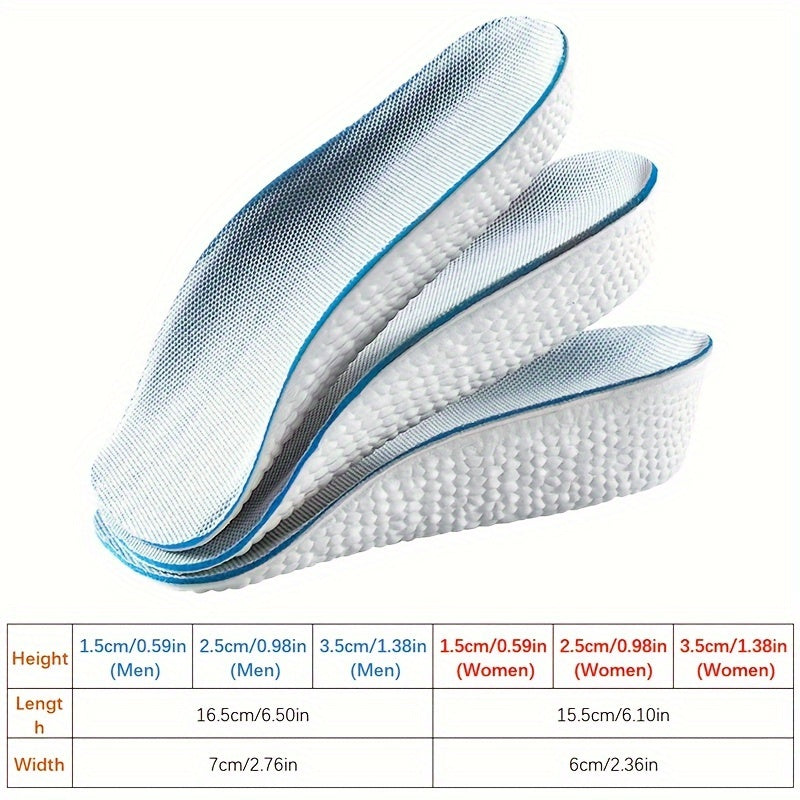 RooRuns 1 pair Boost Your Height with These Arch Support Inner Heightening Insoles - Breathable Sports Shock-absorbing Half Cushion!