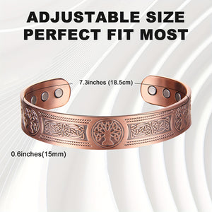 1pc Copper Magnetic Bracelets For Men Women, Upgrade Tree Of Life Pattern Copper Brazaletes With 6pcs Ultra Strong Magnets, Adjustable Size