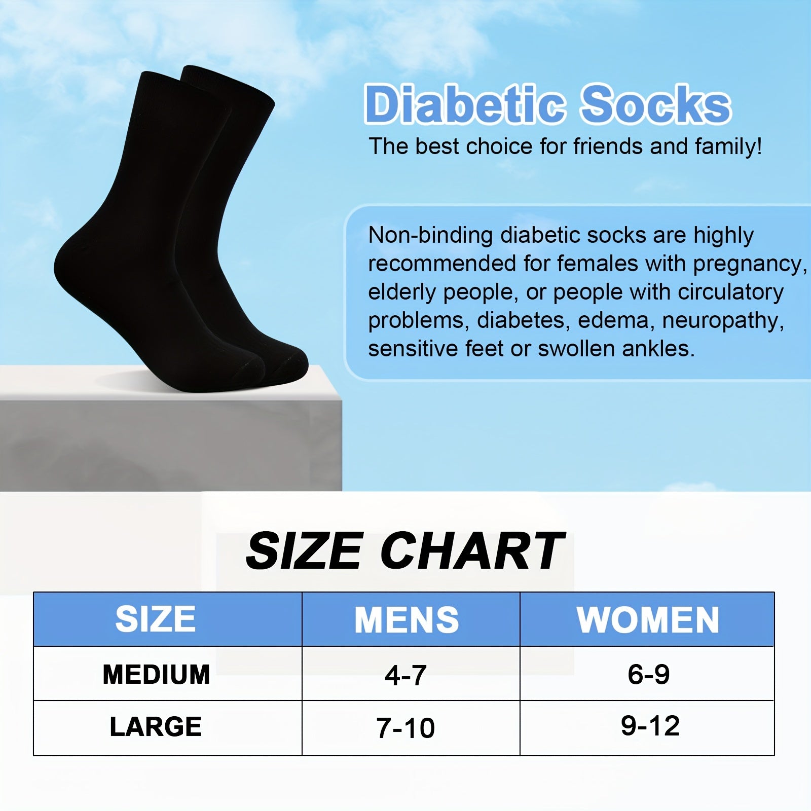 6 Pairs Of Diabetic Socks, Loose And Elastic For Diabetic Patients And Pregnant Women, Moisture Absorption And Perspiration