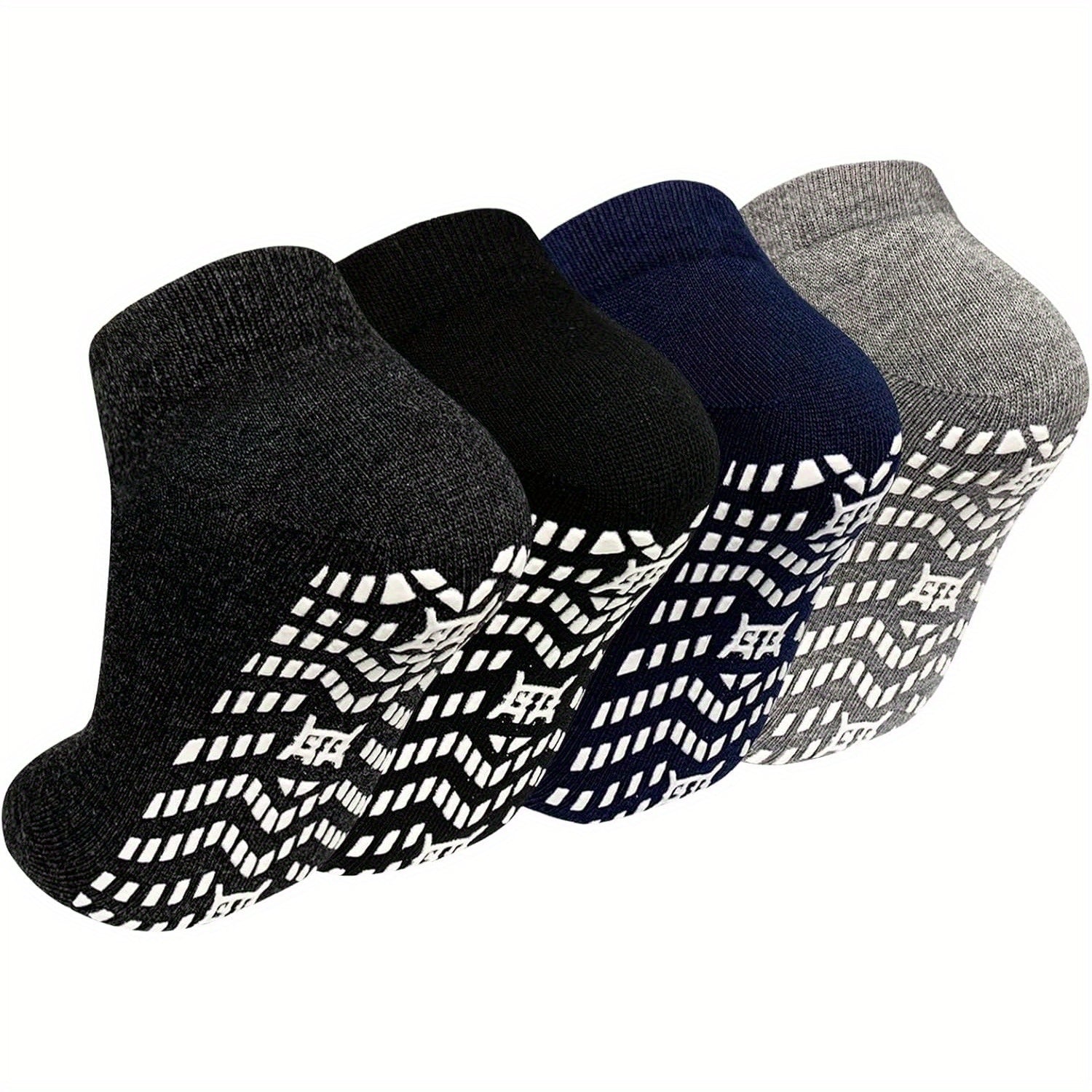 5 Pairs Non-Slip Grip Socks For Men And Women, Anti-Skid Hospital And Yoga Socks For Elderly