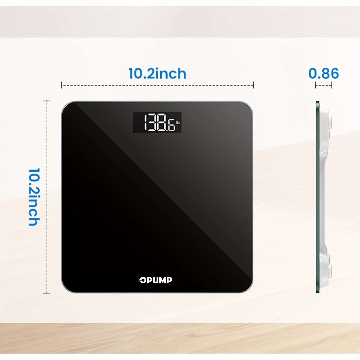OPUMP High Precision Digital Bathroom Scale, Electronic Weight Scale, Accurate, Safe, Easy to Read, High Capacity, with Backlit HD LCD Display, 400 Lbs Capacity, Switchable Between Kg/lb/st, Includes 3 AAA Batteries