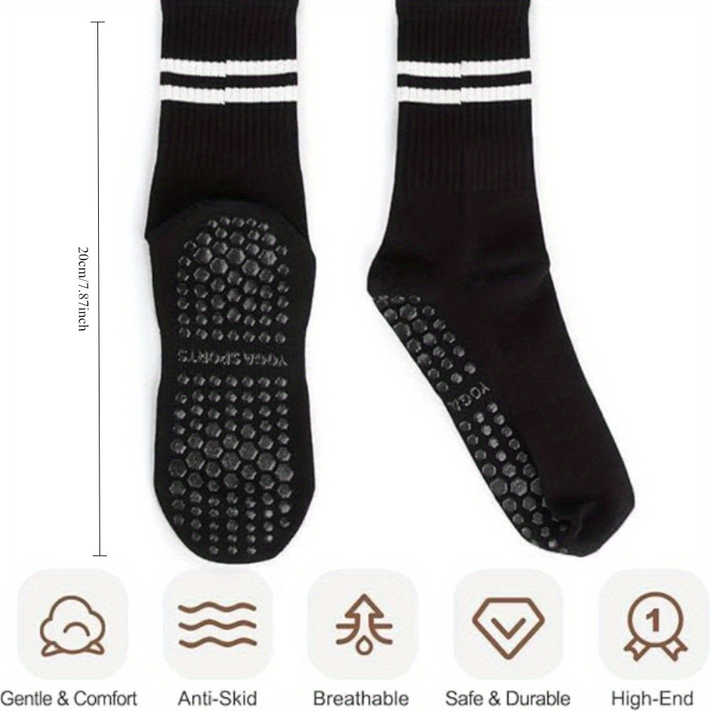4 Pairs of Pilates Socks, Professional Anti Slip Socks, Five Finger Socks, Mid Tube Yoga Socks, Anti Slip Sports, Solid Color Floor Socks, Yoga Socks