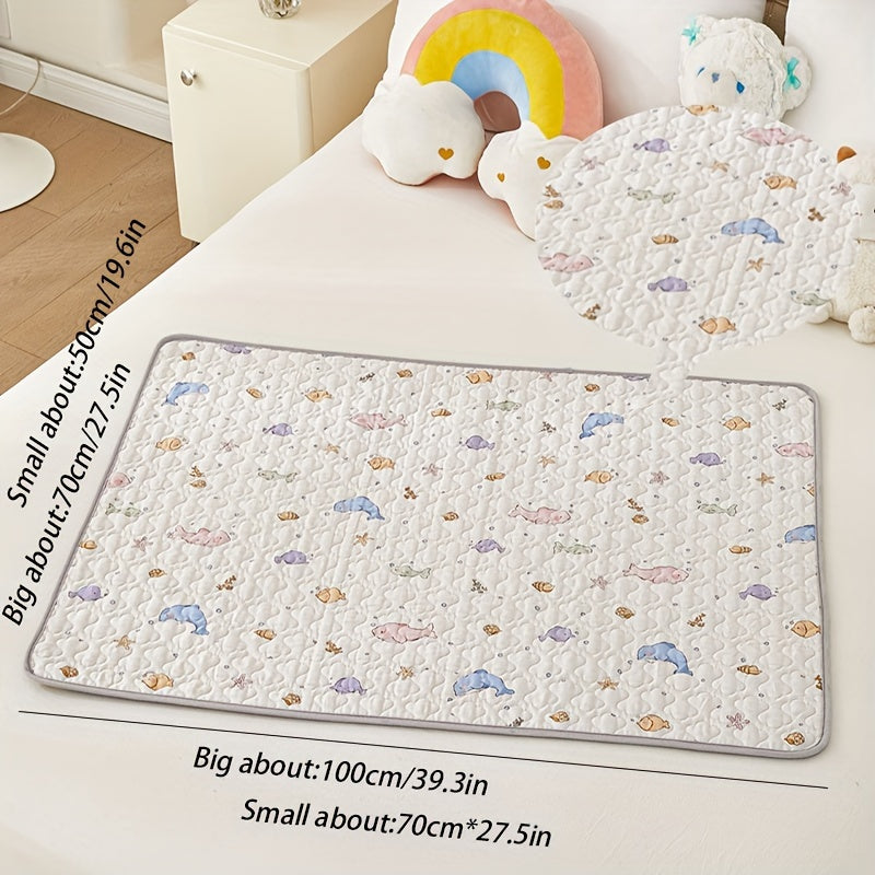 1pc Thick Care Pad - Dual-Sided Leak Bed Protector with Floral Design, Reusable Incontinence & Period Pad for Bed, Couch, Nursery - Absorbs Spills, Urine, Menstrual Flow, Bed Protection Pad | Decorative Bed Mat | Durable Material, Mattress Protector