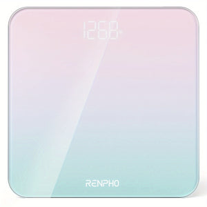 [RENPHO Digital Scale] RENPHO 400 Lb Highly Accurate Digital Bathroom Scale - Lighted LED Display, Round Corner Design - Gradient-Blue, 10.24"/260mm Core 1S