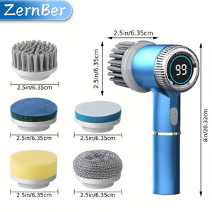 [Rechargeable Spin Scrubber] Rechargeable Electric Spin Scrubber - 6 Replaceable Heads, 3 Adjustable Speeds, Battery Level Display - Electric Cleaning Brush for Tiles/Bathroom/Kitchen/Car/Window