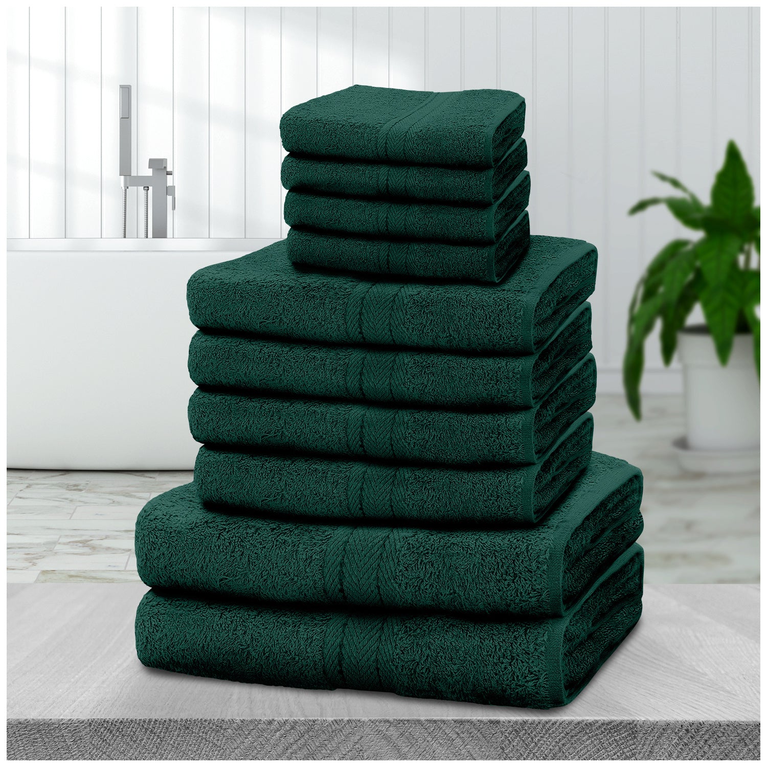 10pcs Towel Bale Set | Luxurious 100% Cotton Towels Family Pack | Quick-Drying, Highly Absorbent & Ultra-Soft Fabric | Includes 4 Face Towels, 4 Hand Towels, 2 Bath Towels | Available in 16 Elegant Colours | Ideal for Home, Gym, Spa, or Beach Use | Durabl