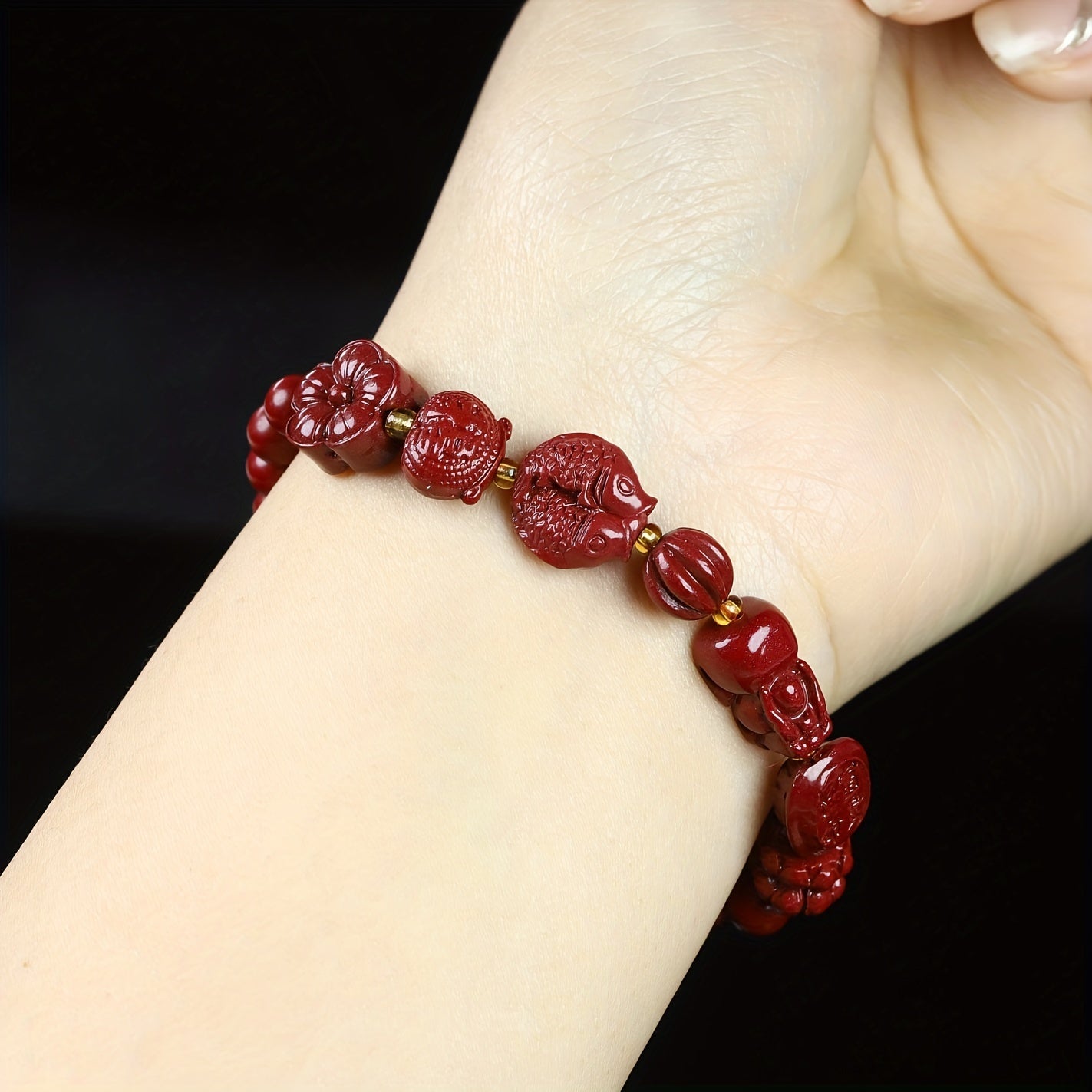 Natural Cinnabar High Quality Bracelet Ethnic Style Bracelet Good Luck Bracelet Men Women Bracelet