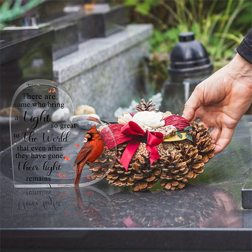 1pc, Red Cardinal Gifts Sympathy Gifts Memorial Gift For Loss Of Loved One Sympathy Decorations Acrylic Glass Heart Memorial Gift Table Centerpieces Remembrance Decor