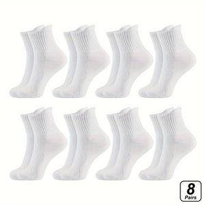 [Non-Binding | Breathable] 8 Pairs Non-Binding Wide Ankle Socks | Breathable Cotton Blend, Seamless Toe, Wavy Texture for Enhanced Circulation & Comfort, Beige, Accessories for Women & Men