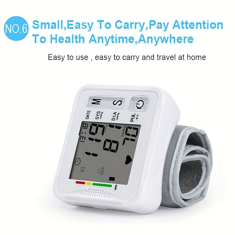 Compact Digital Wrist Blood Pressure Monitor - One-Touch, Irregular Heartbeat Indicator, Battery-Free Operation