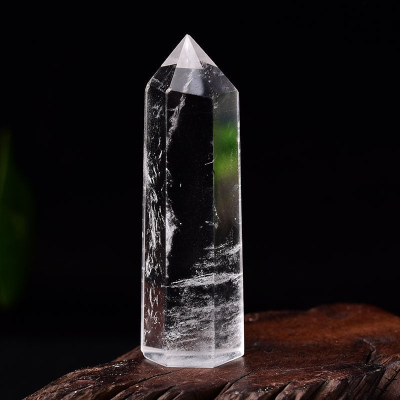 1PC Natural Crystal Transparency Quartz Point Healing Stone Hexagonal PrismsObelisk Wand Treatment Stone Home Decor