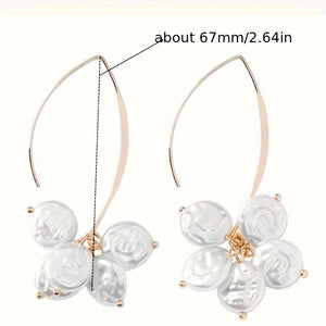 Brogue Style U-shaped Ear Hook Design Pearl Earrings