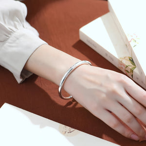 Simple Tribal Style S999 Sterling Silver Bracelet, Unplated - 999 Pure Silver Jewelry, Suitable for Women's Daily Wear & Gift Giving, Ideal