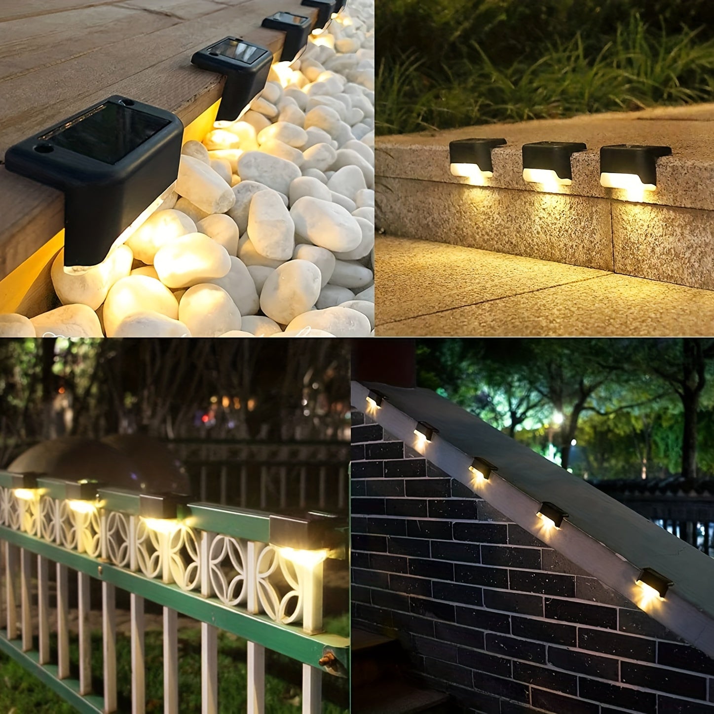 4 Packs Outdoor Solar Deck Lights, Waterproof Outdoor Decorate Lights, Solar Garden Lights, Outdoor Fence Lights, Solar Step Lights, Warm LE