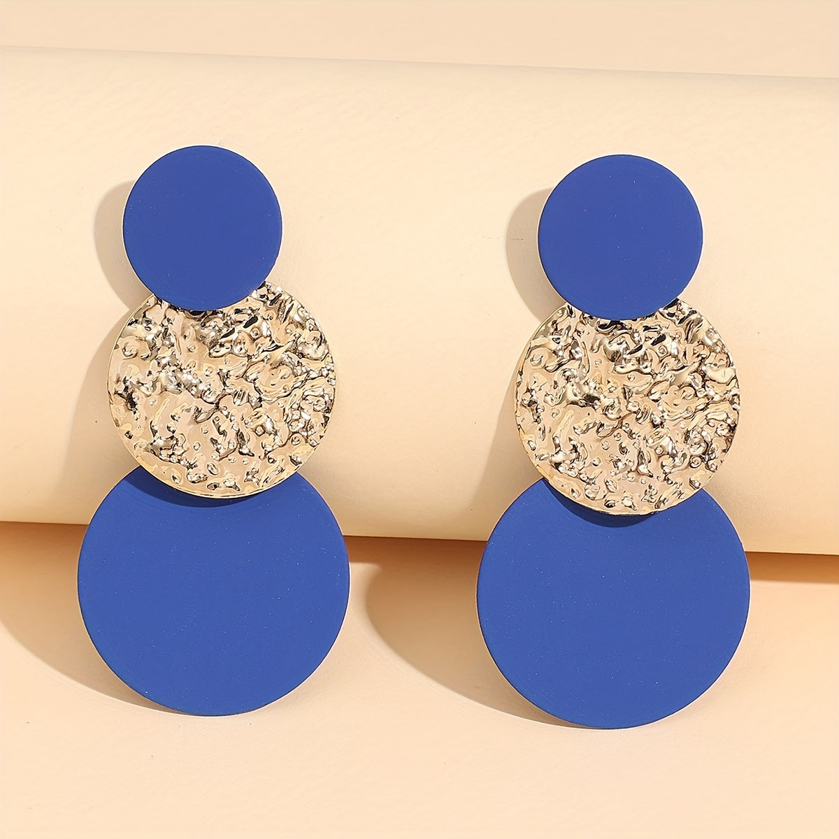 High-end Simple Round Long Earrings Alloy Textured Round Drop Earrings For Women Girls Gift