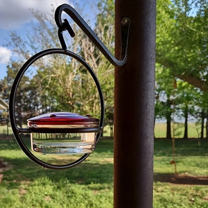 1pc Beautiful Hanging Hummingbird Feeder, Metal Bottle Humming Bird Feeder With Circular Metal Frame And Perch