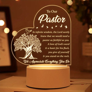 1pc Pastor Gift, Pastor Thank You Gift, Men/women's Pastor Gift, Engraved Acrylic Night Light, Anniversary, Pastor Birthday Gift, Thank You