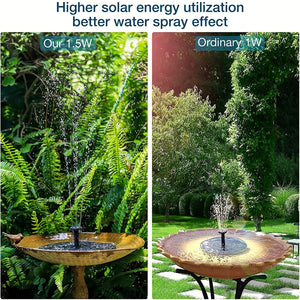 1pc Solar Fountain Pump, 1.5W Solar Bird Bath Pump With 6 Nozzles, Stand-Alone Portable Floating Solar Drinking Water Pump For Garden, Bird