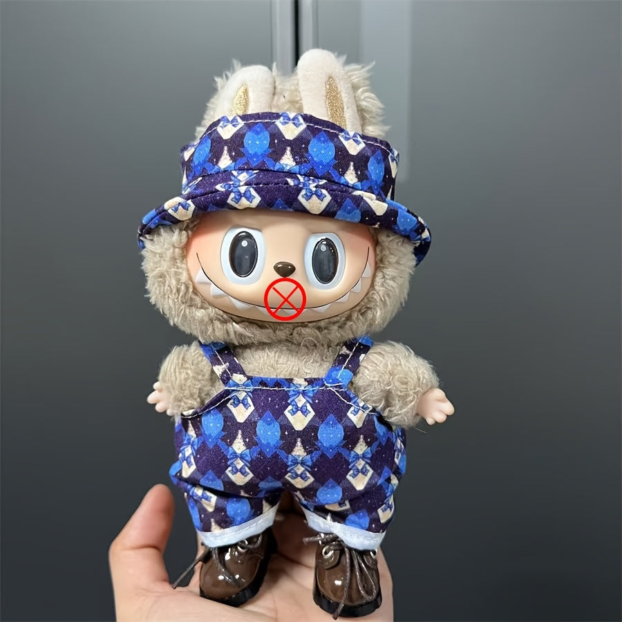 17cm doll clothes in various colors, suspenders and pants suits, DIY doll accessories suitable for Labubu dolls