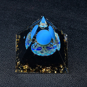 Blue Ocean Lapis Orgone Pyramid EMF Protection Quartz Reiki Meditation Orgonite