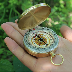 1pc G50 Pure Copper Pocket Watch With Flip Compass - Multifunctional Outdoor Mountaineering Tool With Luminous Dial And Protective Cover