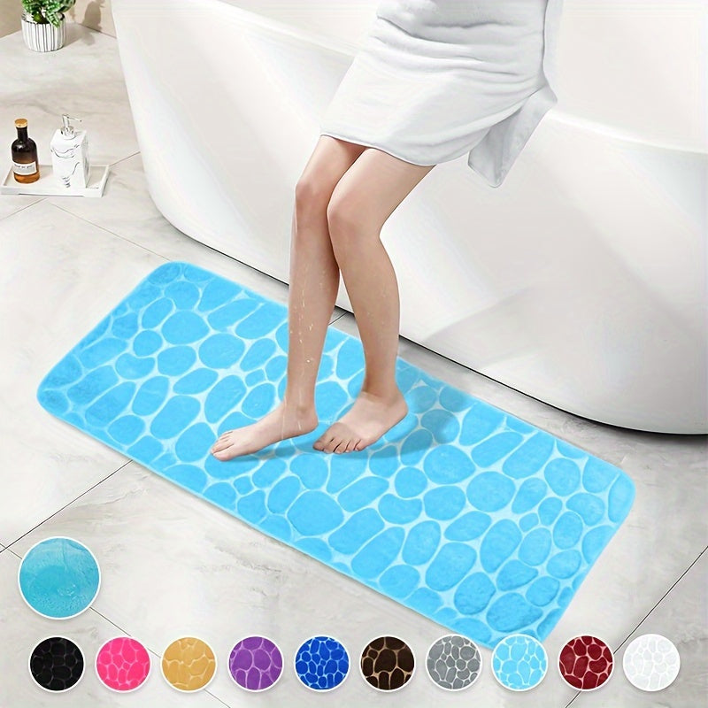 Elegant Quick-Dry Cobblestone Bath Rug: Non-Slip, High Absorbency for Safety & Style in Home Decor