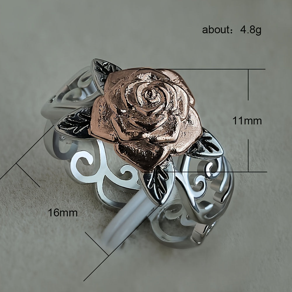 1pc New Double Color Rose Ring Men's Flower Engagement Wedding Jewelry