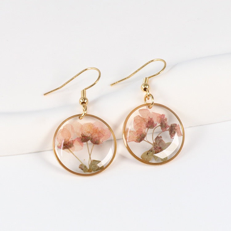 Real Flower in Resin Earrings for Women