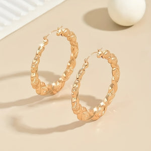 Bohemian Retro Large Circle Earrings, Exquisite Smooth Relief Pattern Beauty Women'S Pendant Earrings, Perfect Jewelry Gift For Mother'S Day