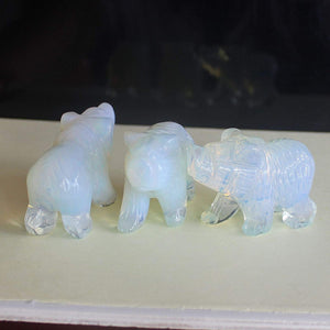 2'' Hand Carved Mixed Gemstone Crystal Bear Figurine Animal Carving