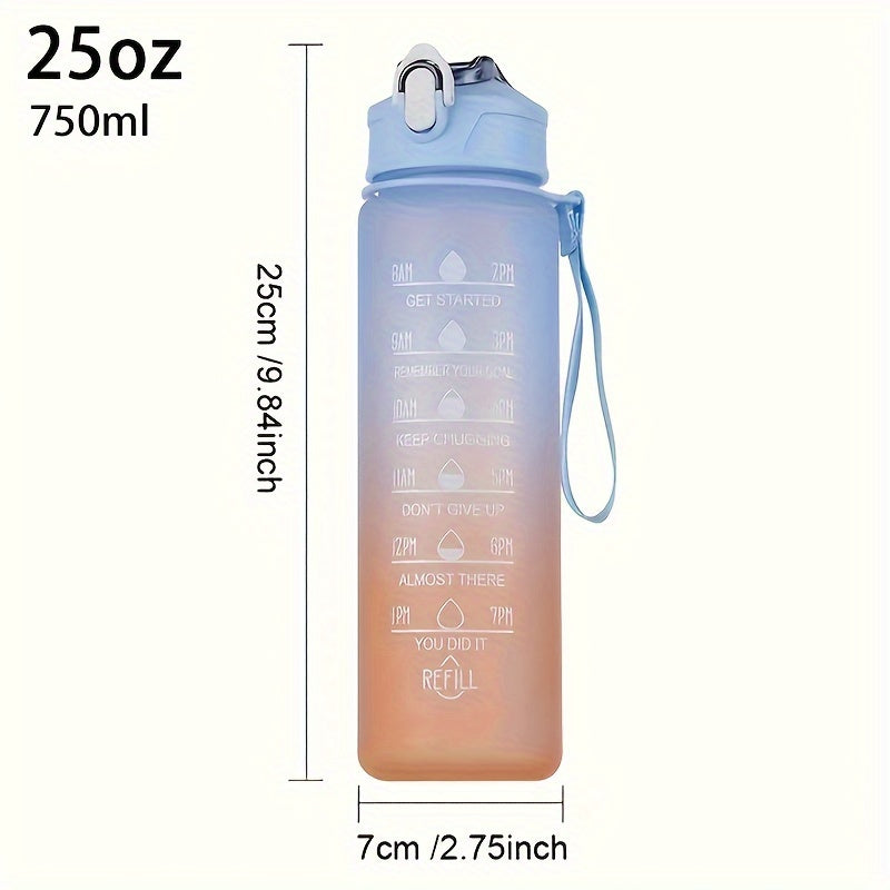 Stay Hydrated & Motivated With This Gradient Color Motivational Water Bottle - Time Marker, Leakproof, BPA-Free & Cute Stickers Included !