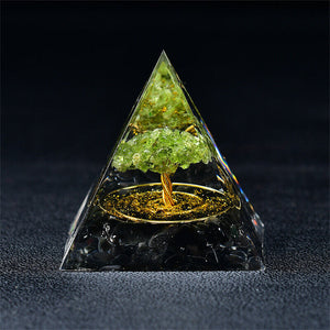 NEW Tree of Life Obsidian Orgone Pyramid EMF Protection Quartz Reiki Meditation