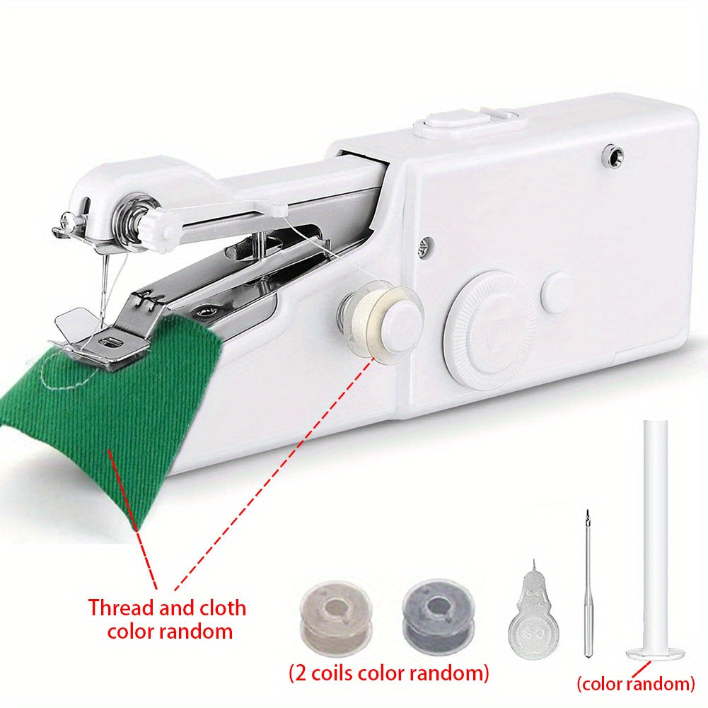 1pc Handheld Sewing Machine Mini Sewing Machines, Portable Sewing Machine Quick Handheld Stitch Tool For Fabric, Kids Cloth, Clothing - 2 Co