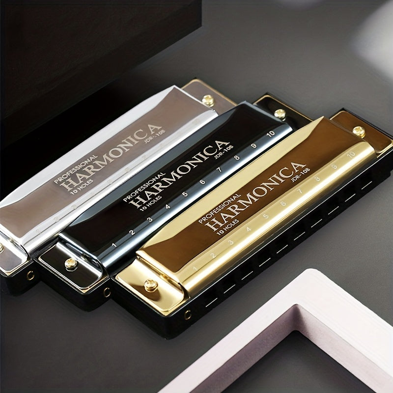 Professional Blues Harmonica 10 Holes C Key Blues Harp With Hard Case Perfect For Beginners Students Adults Professionals As Gifts