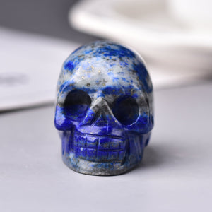 2.03'' Natural Lapis Stone Quartz Reiki Skull Head Crystal Healing Decor