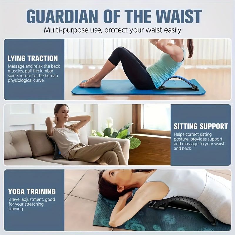 Adjustable Multi-Level Back & Neck Massager Board - Manual Stretch Relax for Muscle Relaxation, Fitness, Office, Sports & Running - Blue PVC Material, Compact Design for Easy Storage & Use, Fitness Recovery Aid | Multifunctional Stretcher | Easy Storage D