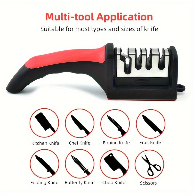 Knife Sharpener 4 Stages Professional Kitchen Sharpening Stone Grinder Knives Whetstone Tungsten Diamond Ceramic Sharpener Tool （ Material: