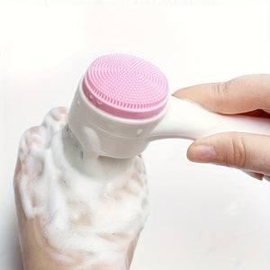 2-In-1 Silicone Face Cleanser - Gentle Exfoliation & Massage, Dual Soft Brushes Suitable for All Skin Types, Fragrance-Free