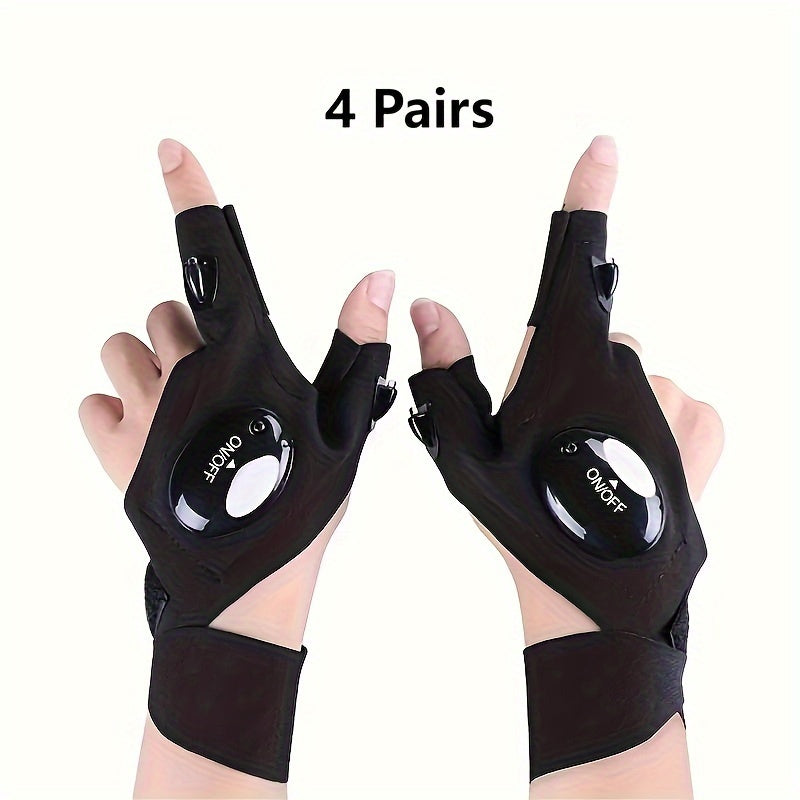 1pair Flashlight Gloves, Outdoor Work Gloves With Light For Darkness Places, Fishing, Camping And Hiking (Left And Right)