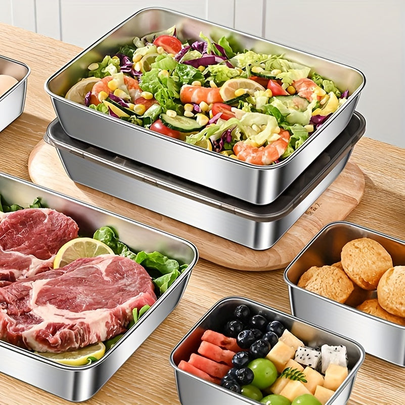 2/3pcs Durable Stainless Steel Food Storage Containers Set - Leak-Proof, BPA-Free, Microwave & Freezer Safe, Shatterproof, Multipurpose Flip